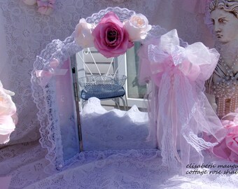 Antique French three faces, shabby chic, and stamped with romantic roses...