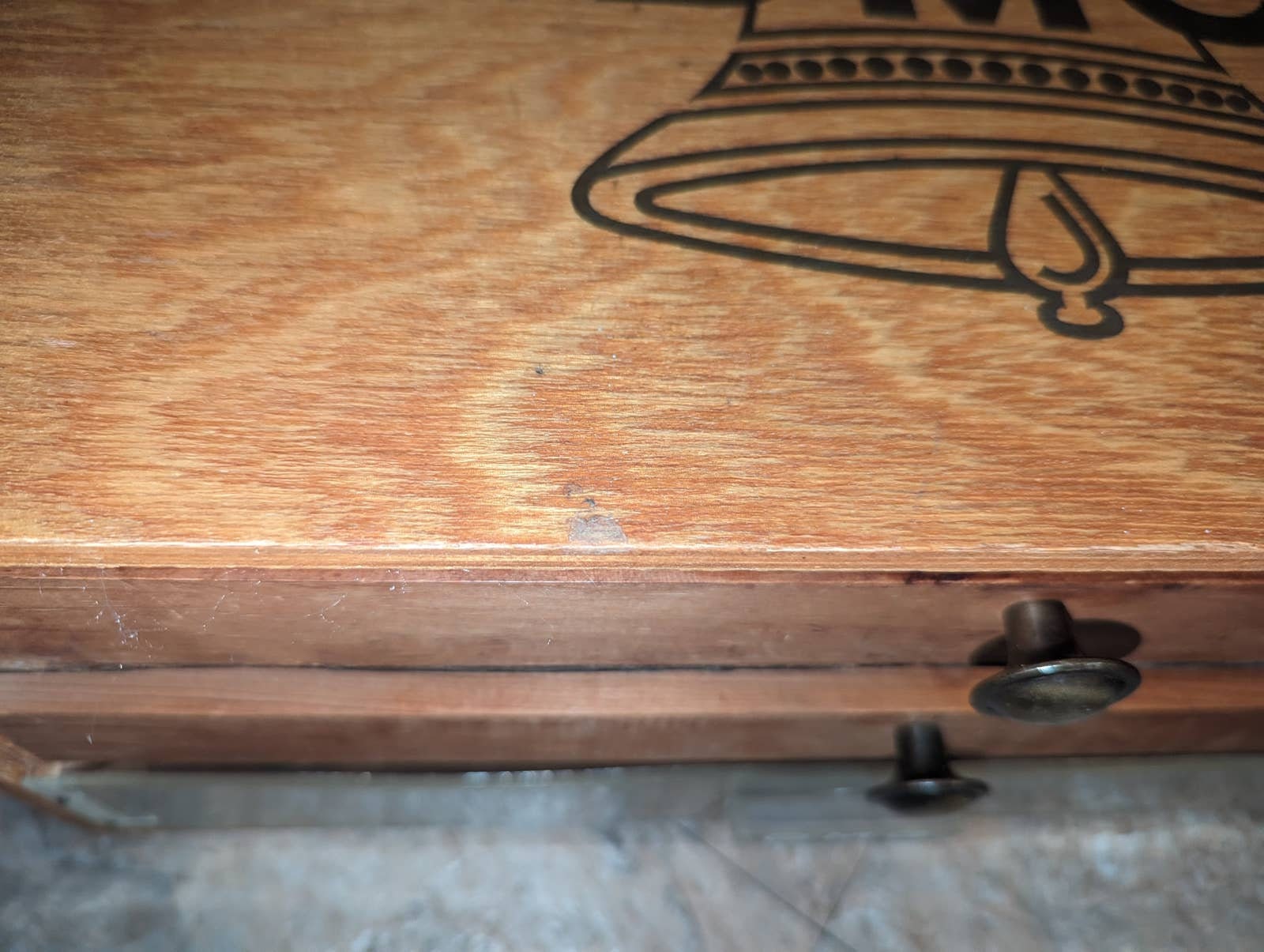 Vintage DMC Floss Wood Box 3 Drawer MCM Mid Century 17 X 10 X 8