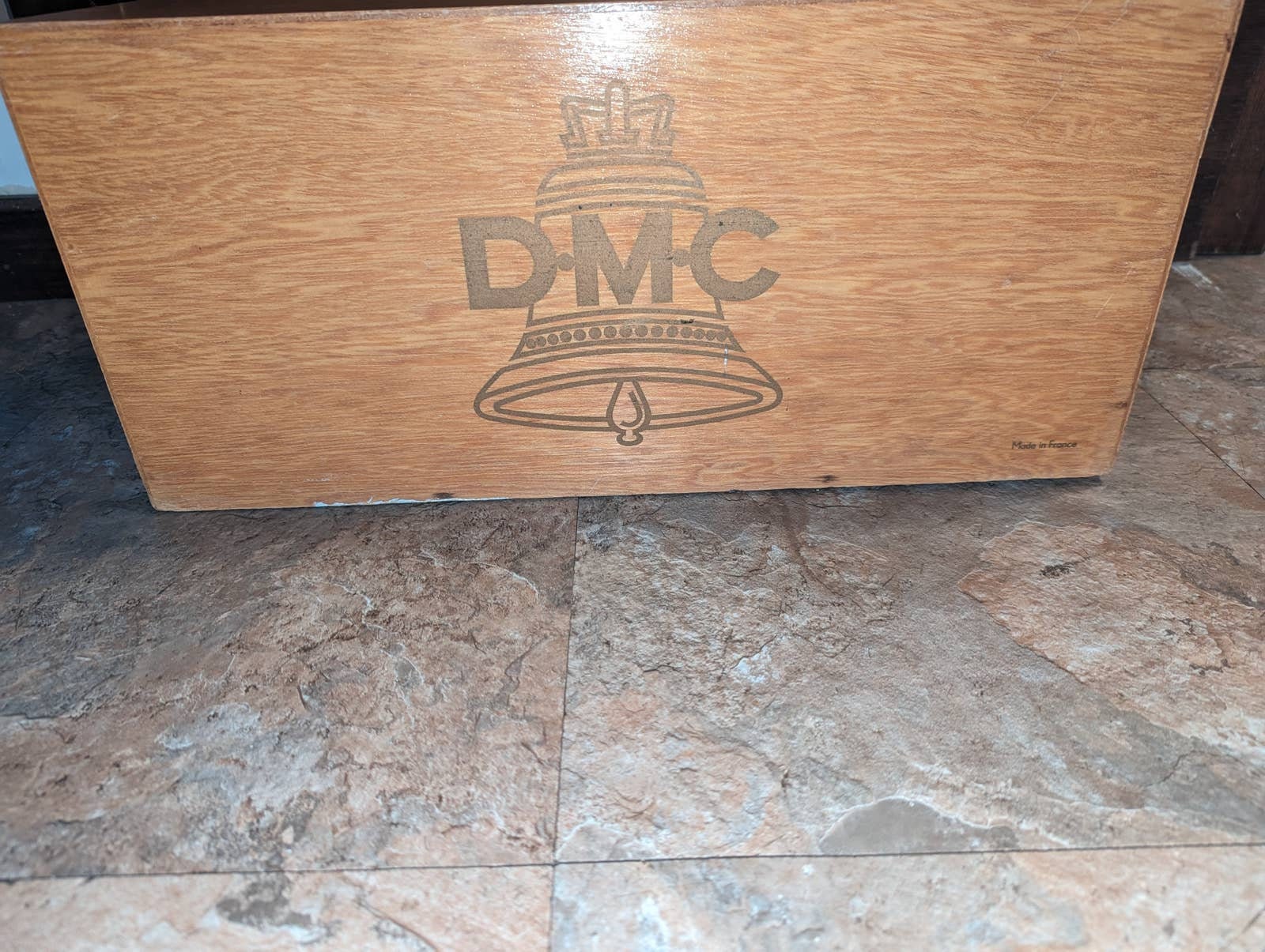 Vintage DMC Floss Wood Box 3 Drawer MCM Mid Century 17 X 10 X 8