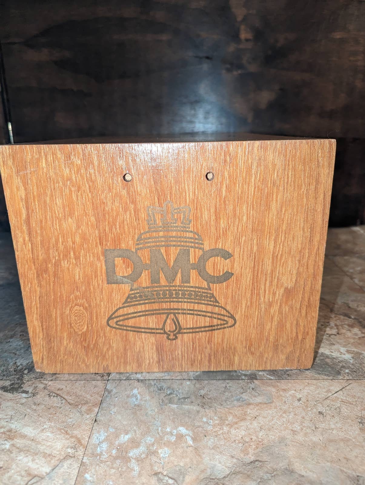 Vintage DMC Floss Wood Box 3 Drawer MCM Mid Century 17 X 10 X 8