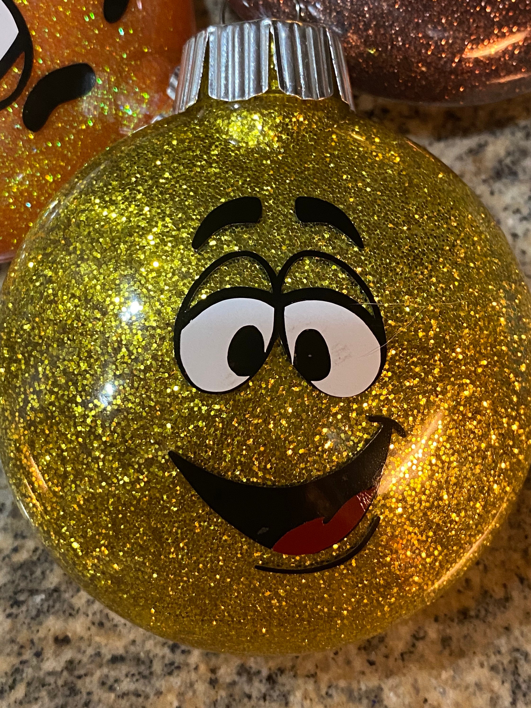 M&M Christmas Ornaments Personalized Glitter Ornaments Etsy