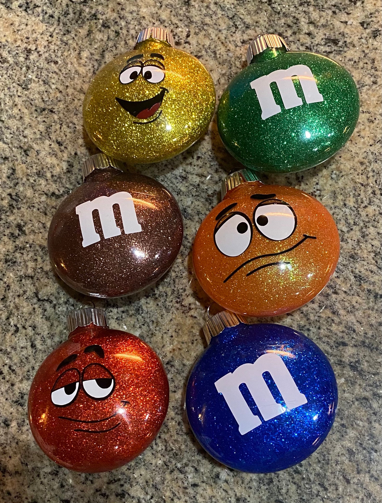 M&M Christmas Ornaments Personalized Glitter Ornaments Etsy