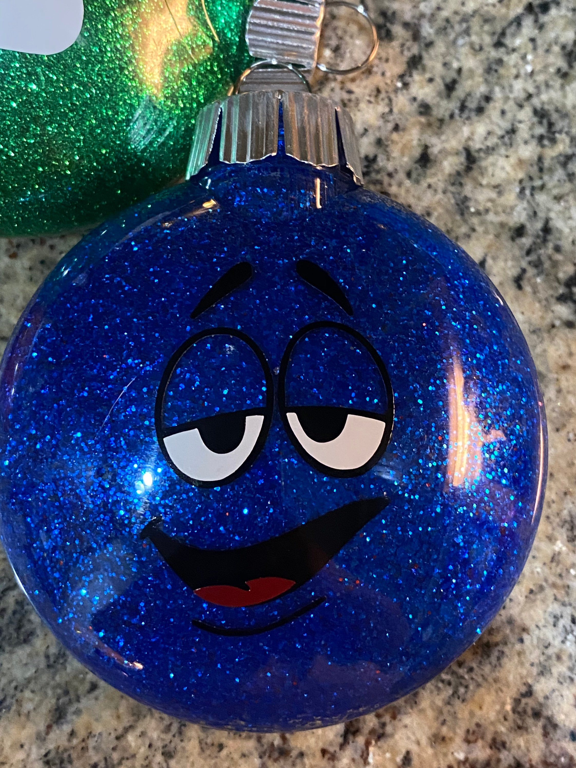 M&M Christmas Ornaments Personalized Glitter Ornaments Etsy