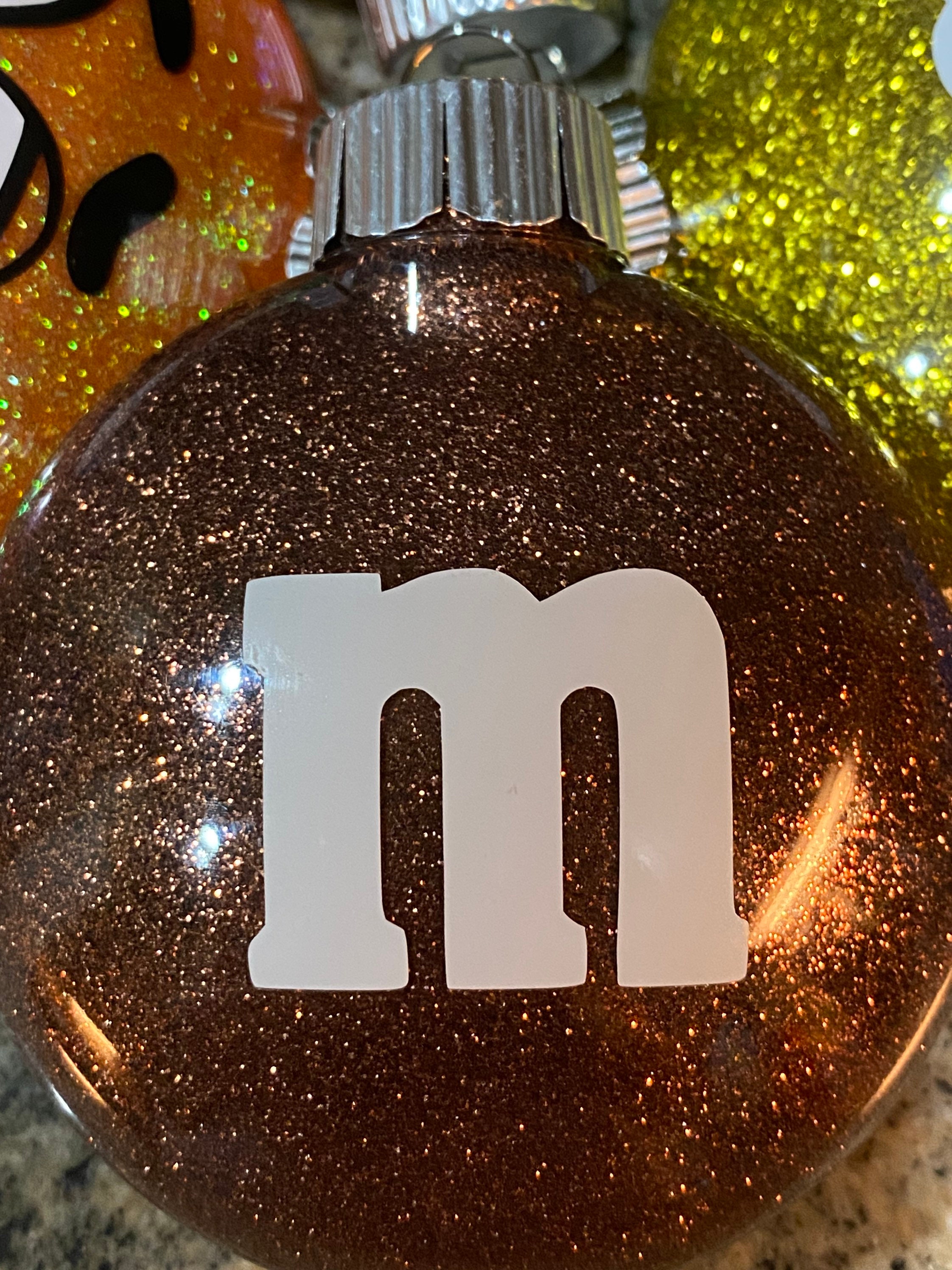 M&M Christmas Ornaments Personalized Glitter Ornaments Etsy