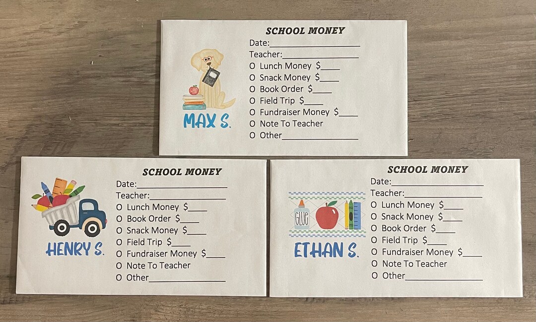 School Money Envelopes - Etsy