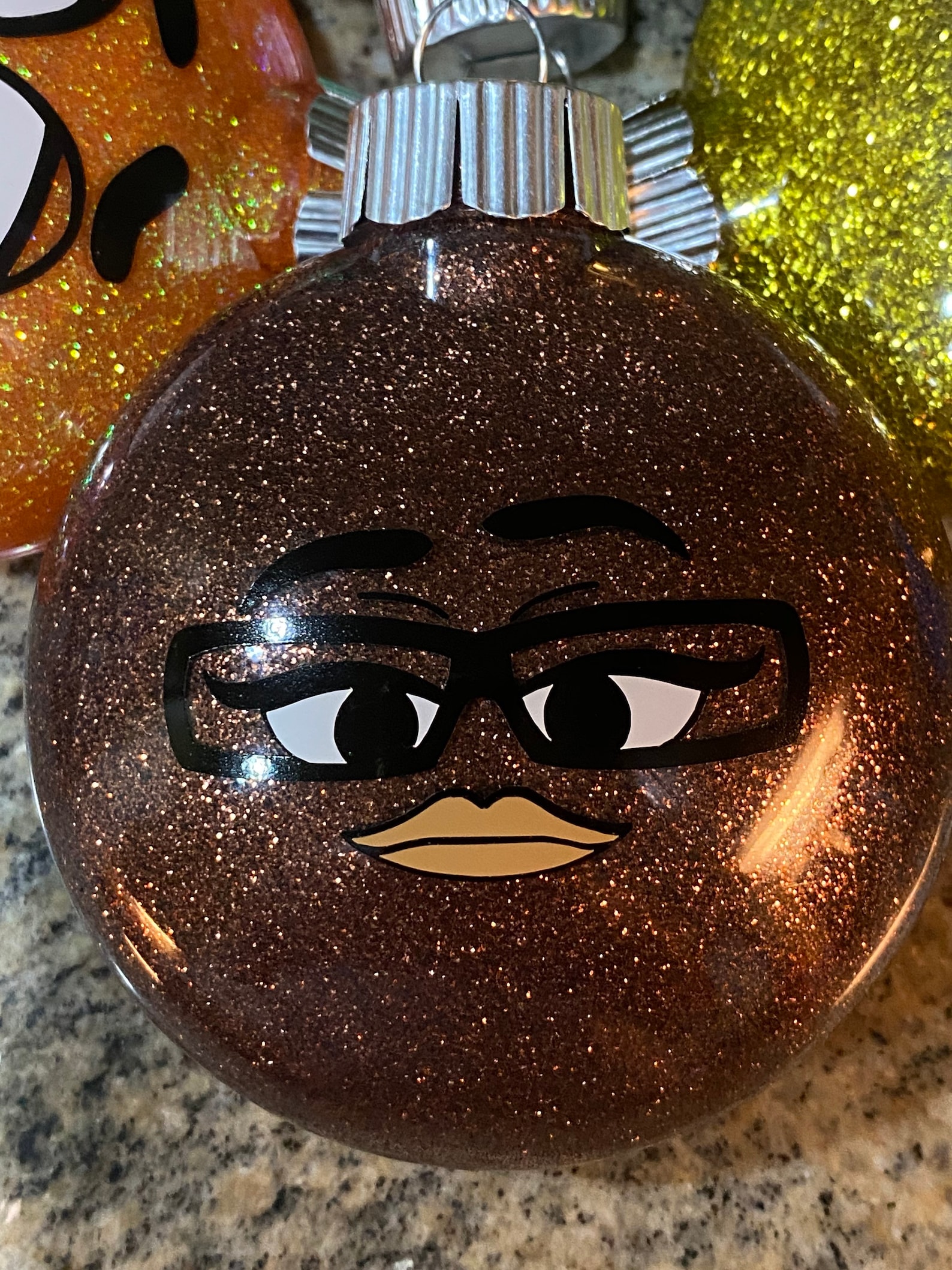 M&M Christmas Ornaments Personalized Glitter Ornaments Etsy