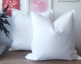 White Organic Cotton Pillow Cover with 1/2 inch Self Flange Detail