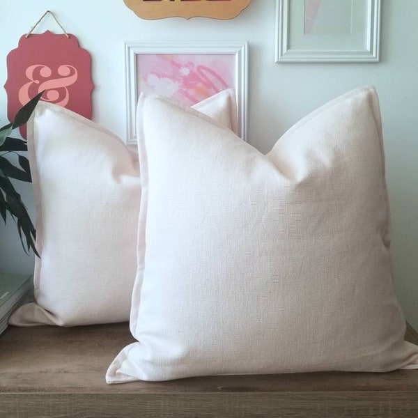 Petal Pink Linen Pillow Cover with 1/2 inch Self Flange Detail