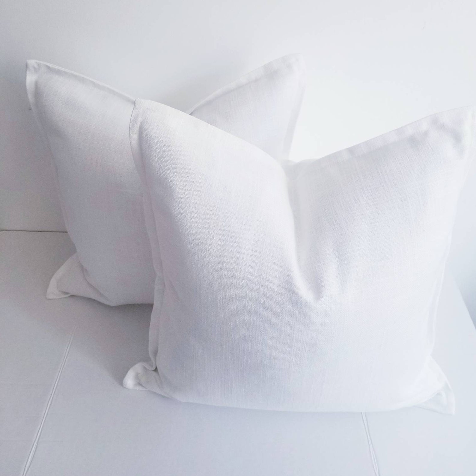 White Organic Cotton Pillow Cover With 1/2 Inch Self Flange Etsy