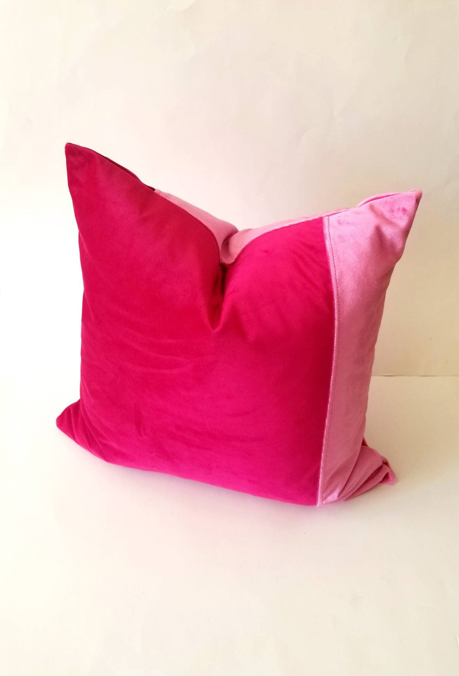 Magenta Color Block Velvet Pillow Covers Etsy