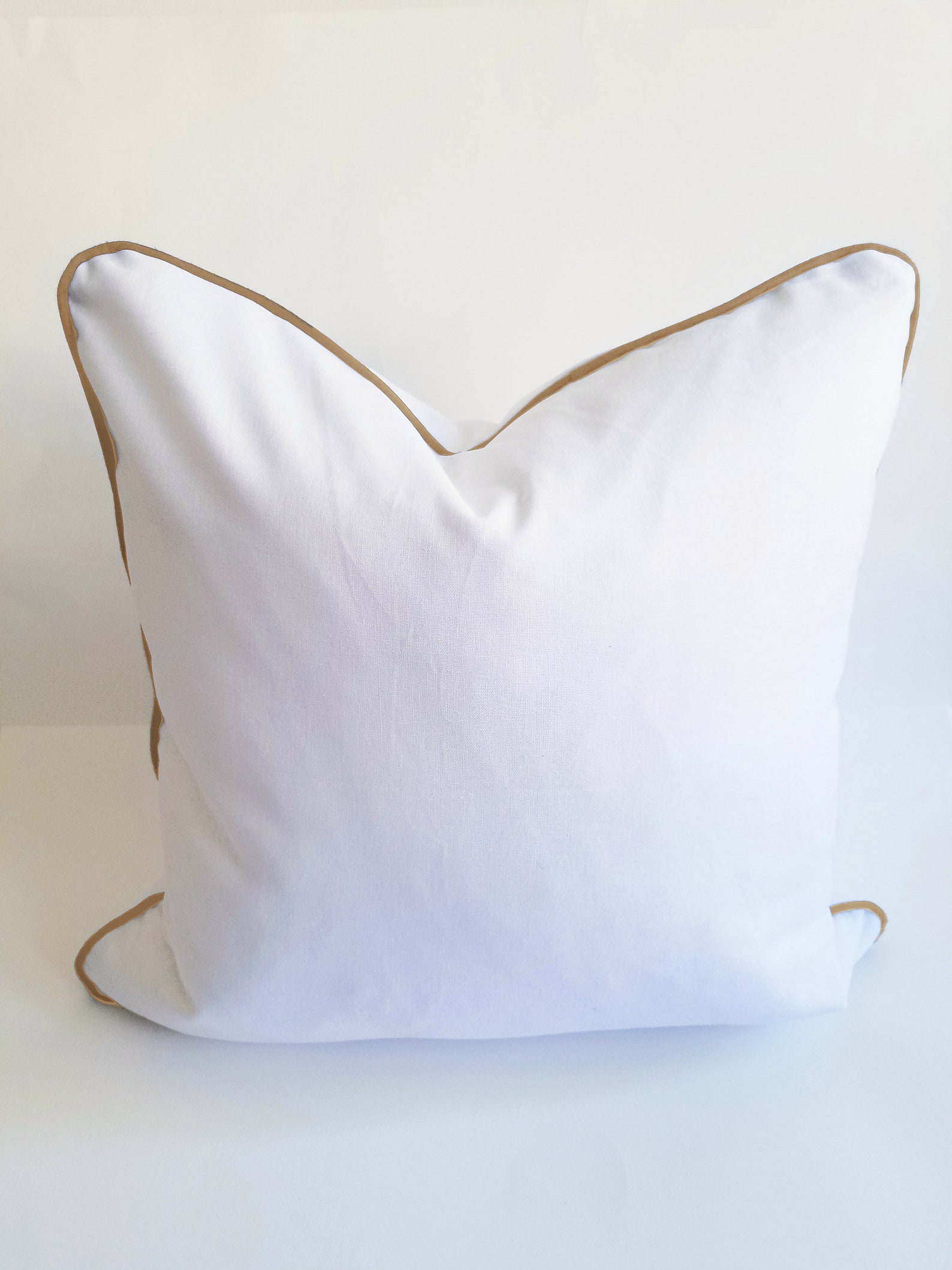 White Cotton Pillow Cover With Gold Velvet Piping Detail Etsy