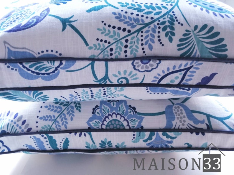 Boxed Linen Euro Sham Pillow Blue and White Euro Sham Large Etsy