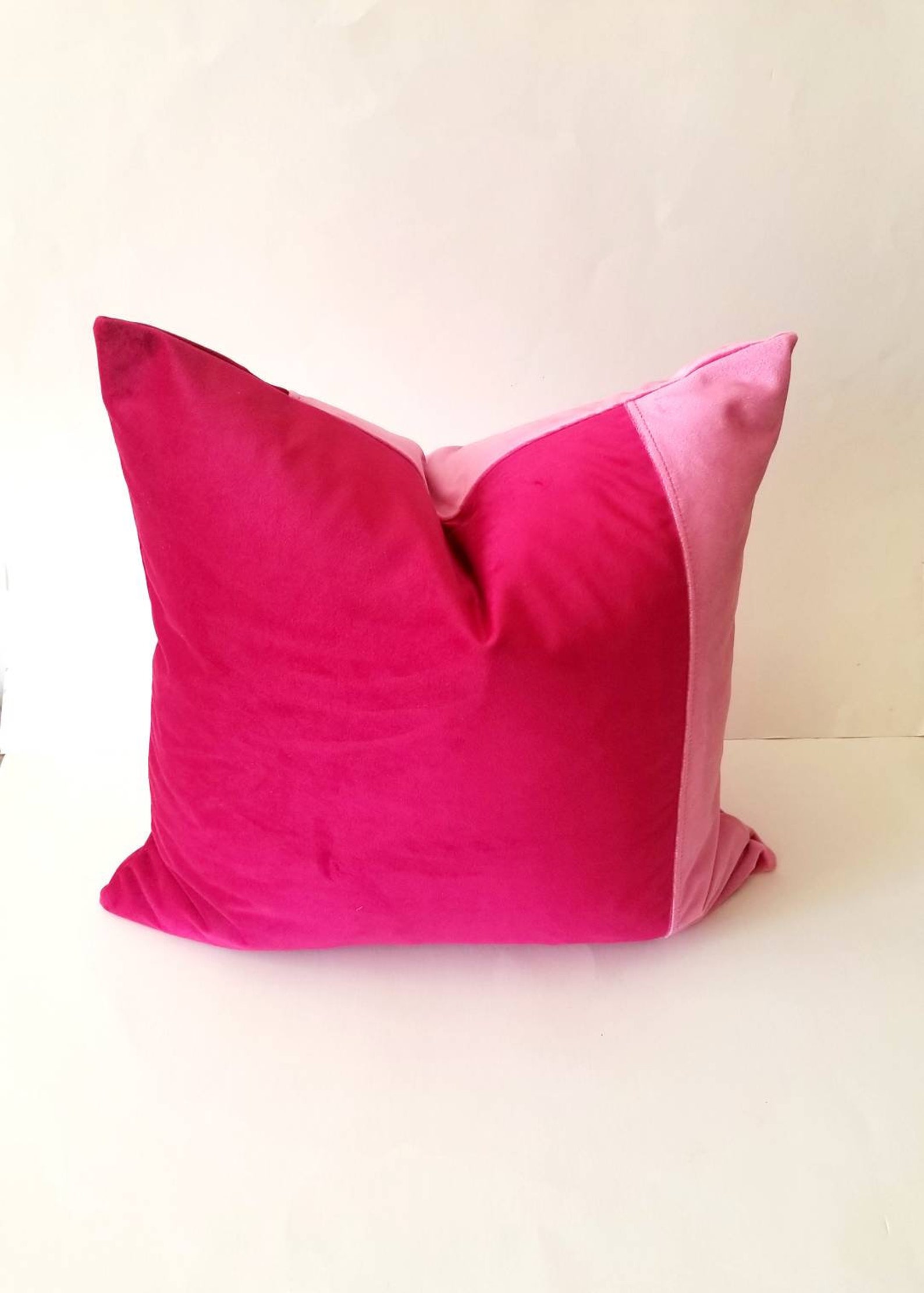 Magenta Color Block Velvet Pillow Covers Etsy