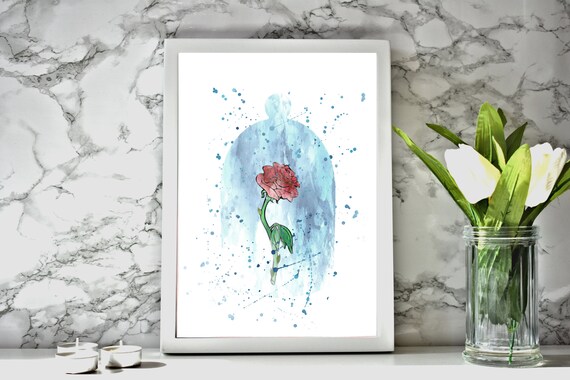 Unframed Watercolour Style Rose In Jar Print Etsy India