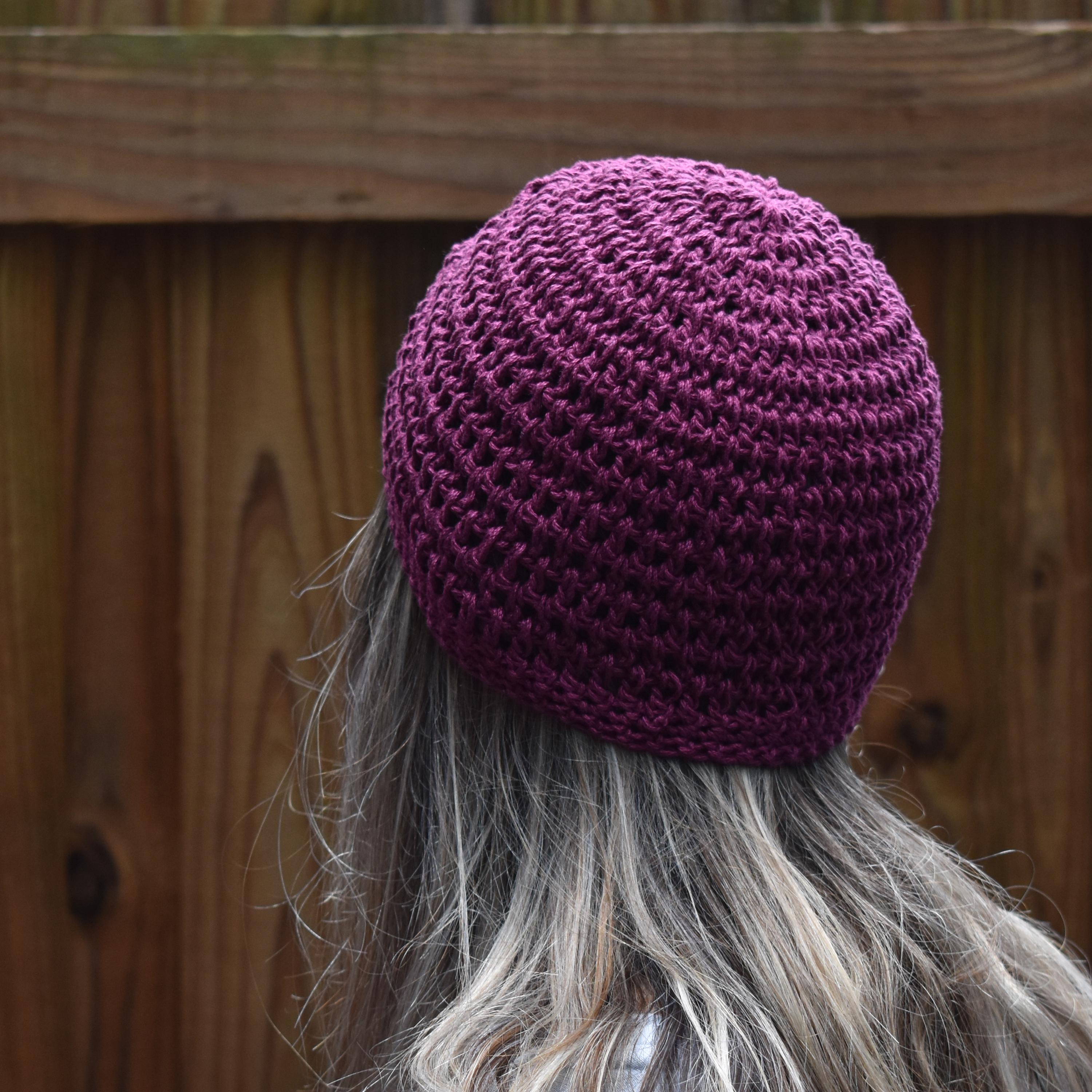 Solid Color Summer Beanie Handmade Cotton Fitted Crochet Hat Lightweight Breathable Cap
