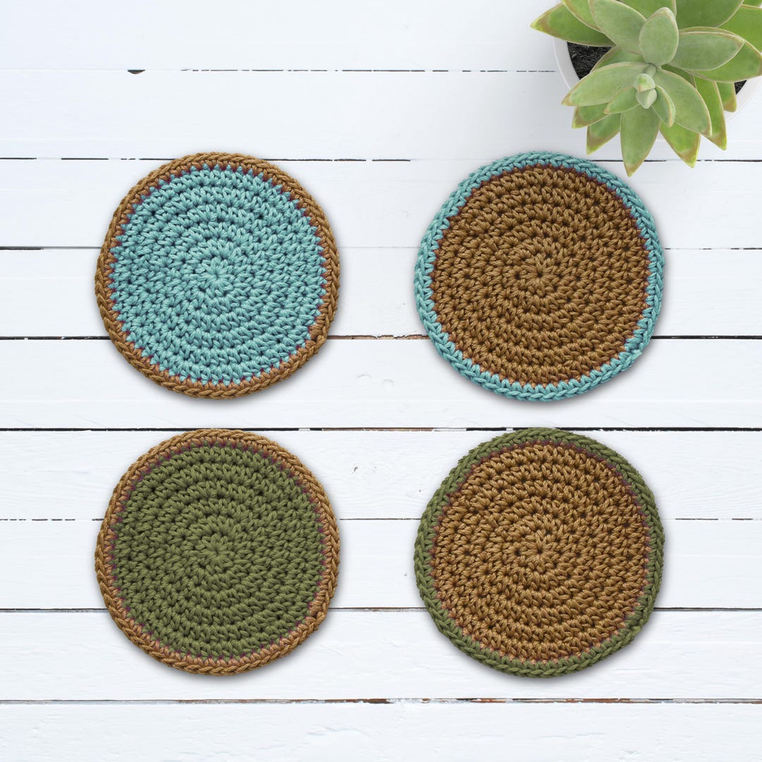 Minimalist Colorblock Coasters | Handmade Crochet Round Coasters | 100% ...