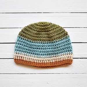 Mangrove Colorblock Summer Beanie | Fitted Crochet Hat | 100% Cotton Lightweight Open Breathable Weave | 2 Sizes | 21-25" Head Circumference