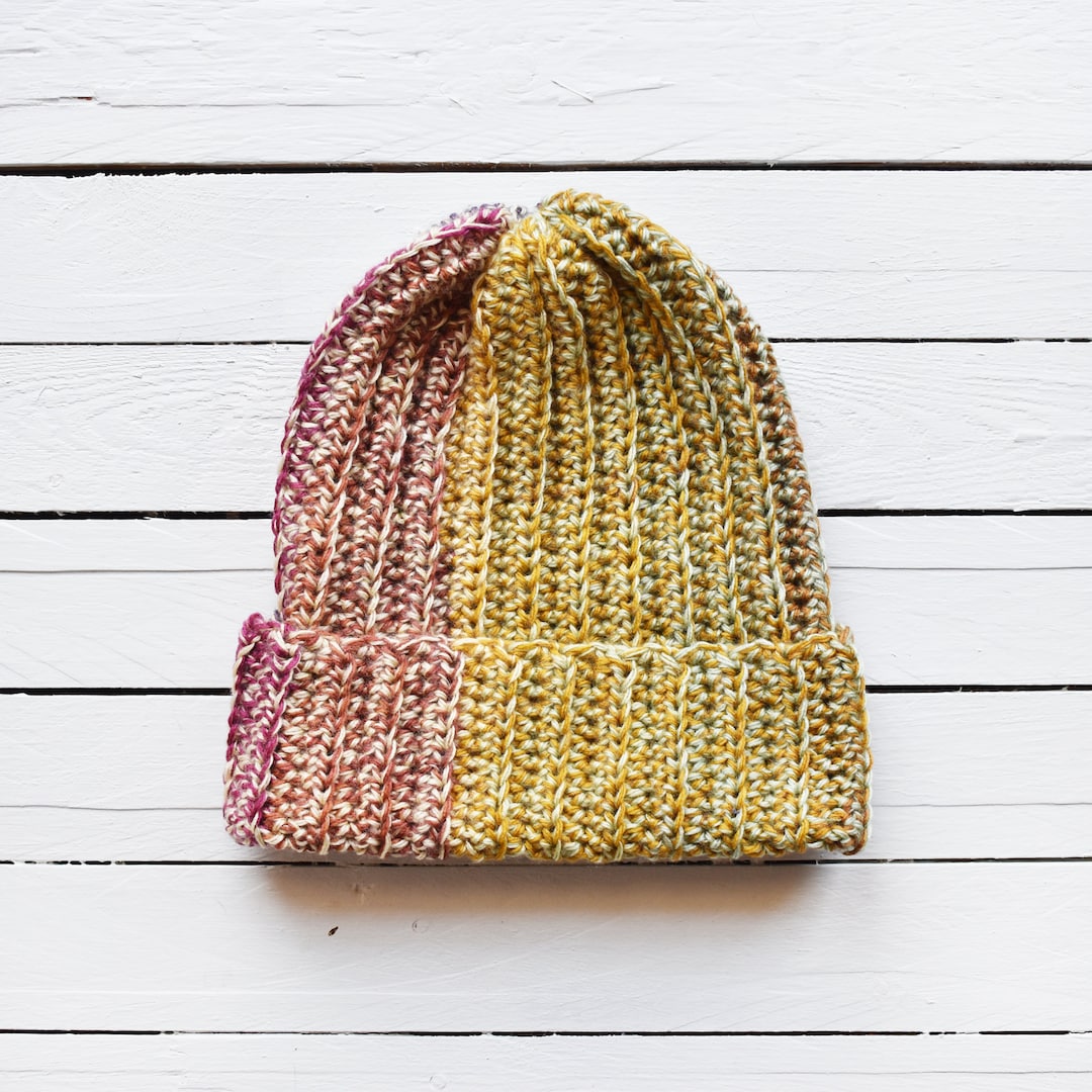 Varigated Ribbed Beanie Pattern Coastal Rib Beanie With Cuff Lightweight Beanie With Folded Brim ...