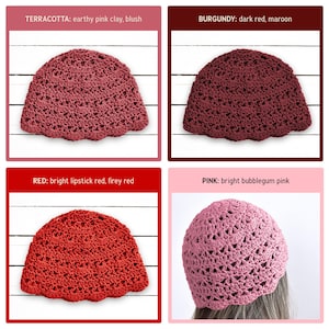 Gorro de verano de encaje / Gorro de ganchillo ajustado con borde festoneado / Gorro de algodón ligero y transpirable imagen 11