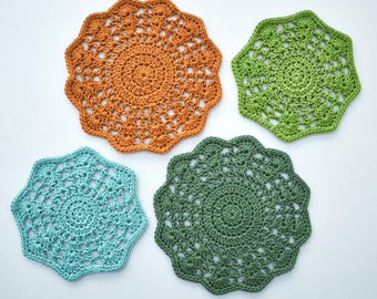 Blooming Lace Doilies | Decorative Table Mats for Plants, Vases, Candles | Handmade Crochet Coasters | Medium Weight 100% Cotton