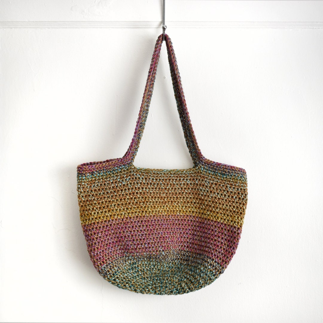 Fame Rainbow Crochet Knit Tote Bag