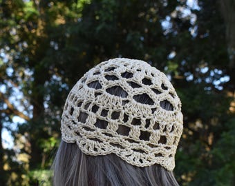 Summer Lace Skull Cap | Fitted Crochet Beanie | Summer Hat