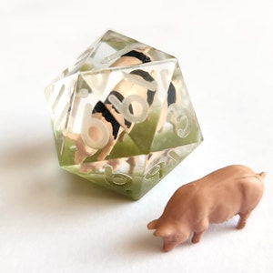 Résine D20 - Animaux de la basse-cour (Cochon rose)