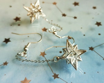 Radiant Star Charm Dangle Earrings (Silver)