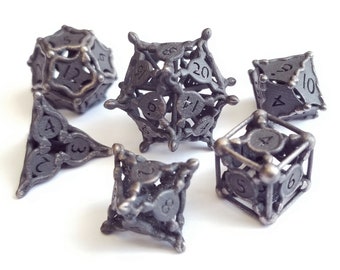 Snakes Dice Set - Balanced (Polished Black Steel)