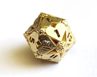 D20 Balanced - Hearts (Mini) (Brass)