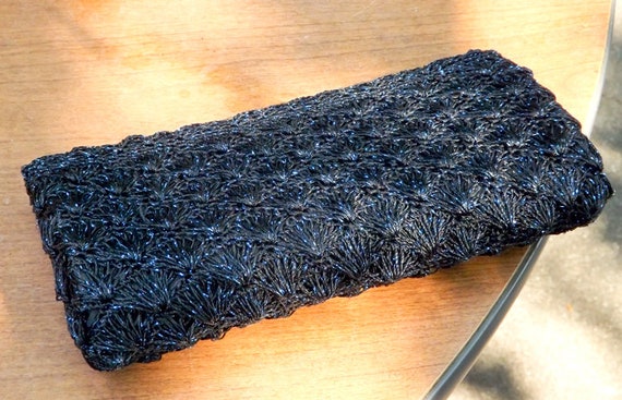 Clutch Vintage Purse - Black and Blue Sparkle Thre