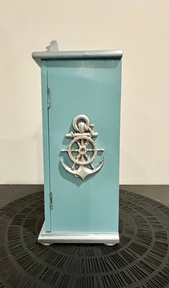 Nautical Painted Vintage Jewelry Box, Upcycled, H… - image 10
