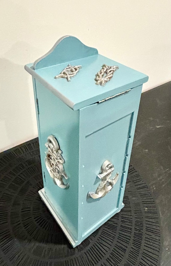 Nautical Painted Vintage Jewelry Box, Upcycled, H… - image 8