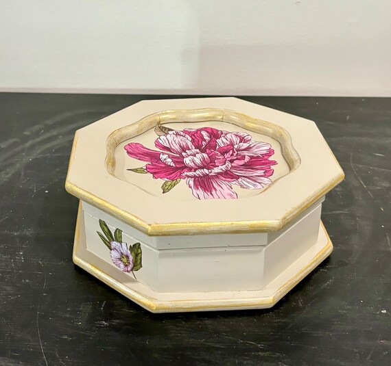 Beige Vintage Painted Mele Brand Trinket Box, bau… - image 2