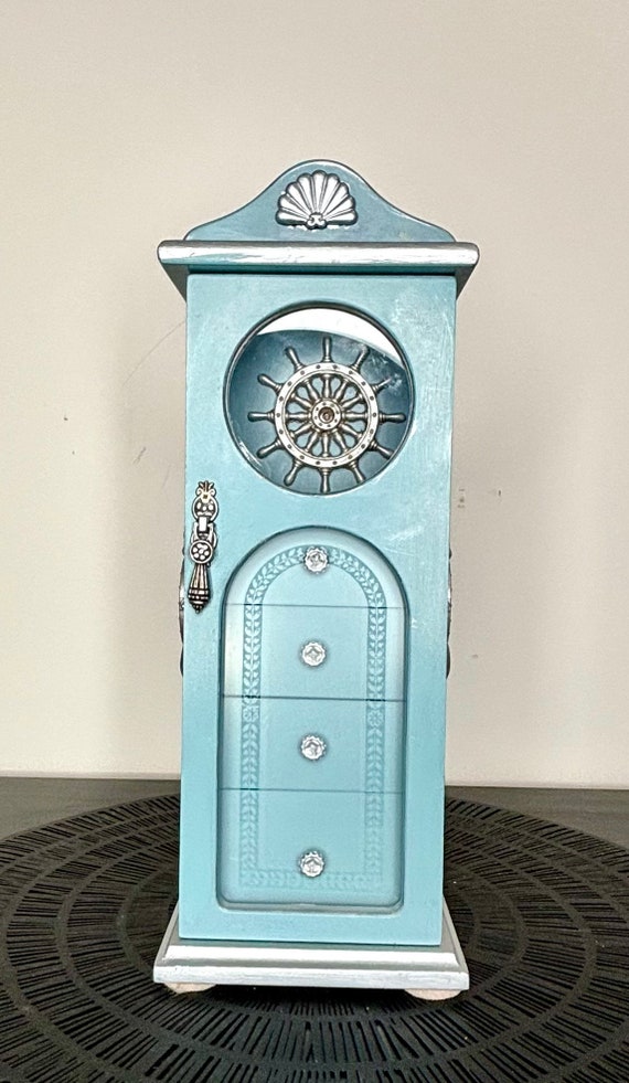 Nautical Painted Vintage Jewelry Box, Upcycled, H… - image 2