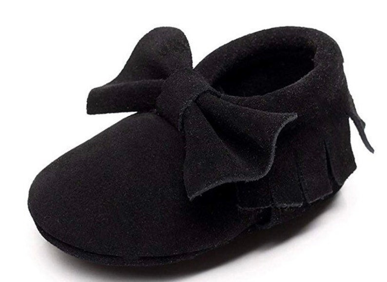 Infant Sizes 0-3 Baby Girl Shoes Multiple Colors First Pair Soft Sole Leather Bow Moccasins