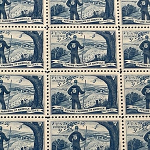 50 Future Farmers mint blue stamps unused vintage blue stamps crisp  clean unused blue vintage stamps 3 cent vintage wedding invitations