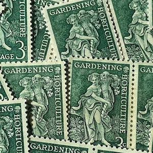 20 unused vintage GREEN  GARDENING  Mint Stamps vintage #1100 Green weddings stamps unused green vintage gardening wedding invitations