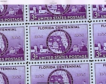 100 Florida stamp # 927   Mint Vintage  Purple stamps  bright purple post office fresh vintage unused mint stamps weddings invitations