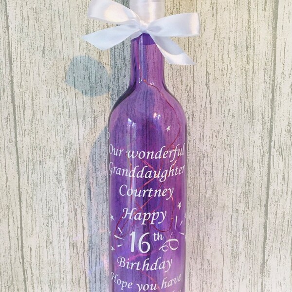 Birthday gift, personalised birthday gift, 30th, 40th, 50th, 60th birthday gift, light up bottle, birthday gift ideal for anyone.