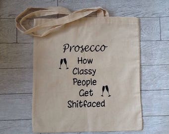 Prosecco tote bag, christmas gift, personalised gift bag, christmas gift for teachers, friends