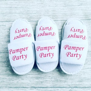Pamper party, pamper party girls slippers, personalised party slippers