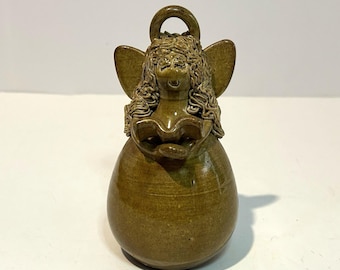 Vtg Steve Turpin Pottery Figurine Singing Angel Hymnal Book Wings Halo 6"