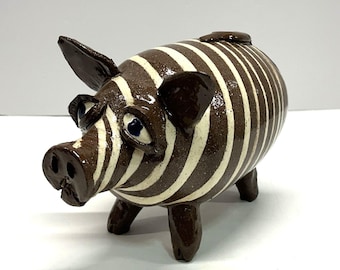 Vtg Albert Hodge Pottery Pig Figurine Sculpture Boar Southern Folk Art Animal