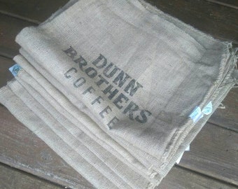 10 Burlap Coffee Bags Dunn Brothers - Espresso - DIY Home Decor