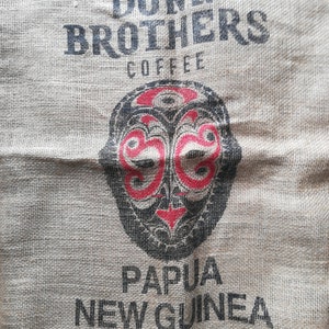 Printed Burlap Coffee Bag: Papua New Guinea Gunny Sack, Craft Fabric