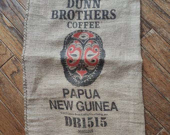 Printed Burlap Coffee Bag: Papua New Guinea Gunny Sack, Craft Fabric , upholstery, mask