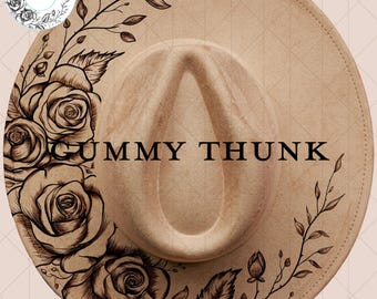 Roses Detailed Digital Laser Design and Template Wide Brim Hat SVG File Only