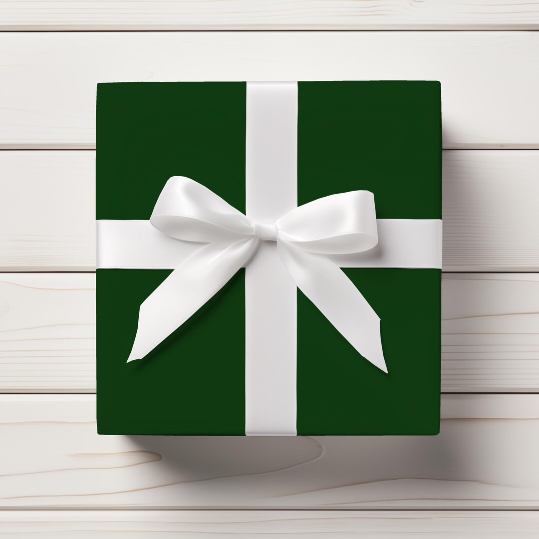 Palm Leaf Dark Green Gift Wrap, Solid Color Green Wrapping Paper for ...