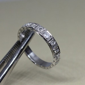 Art Deco HANDCRAFTED Diamond Band PLATINUM 950, DIA. 0.27CT. 3GR. Size 6 1/2